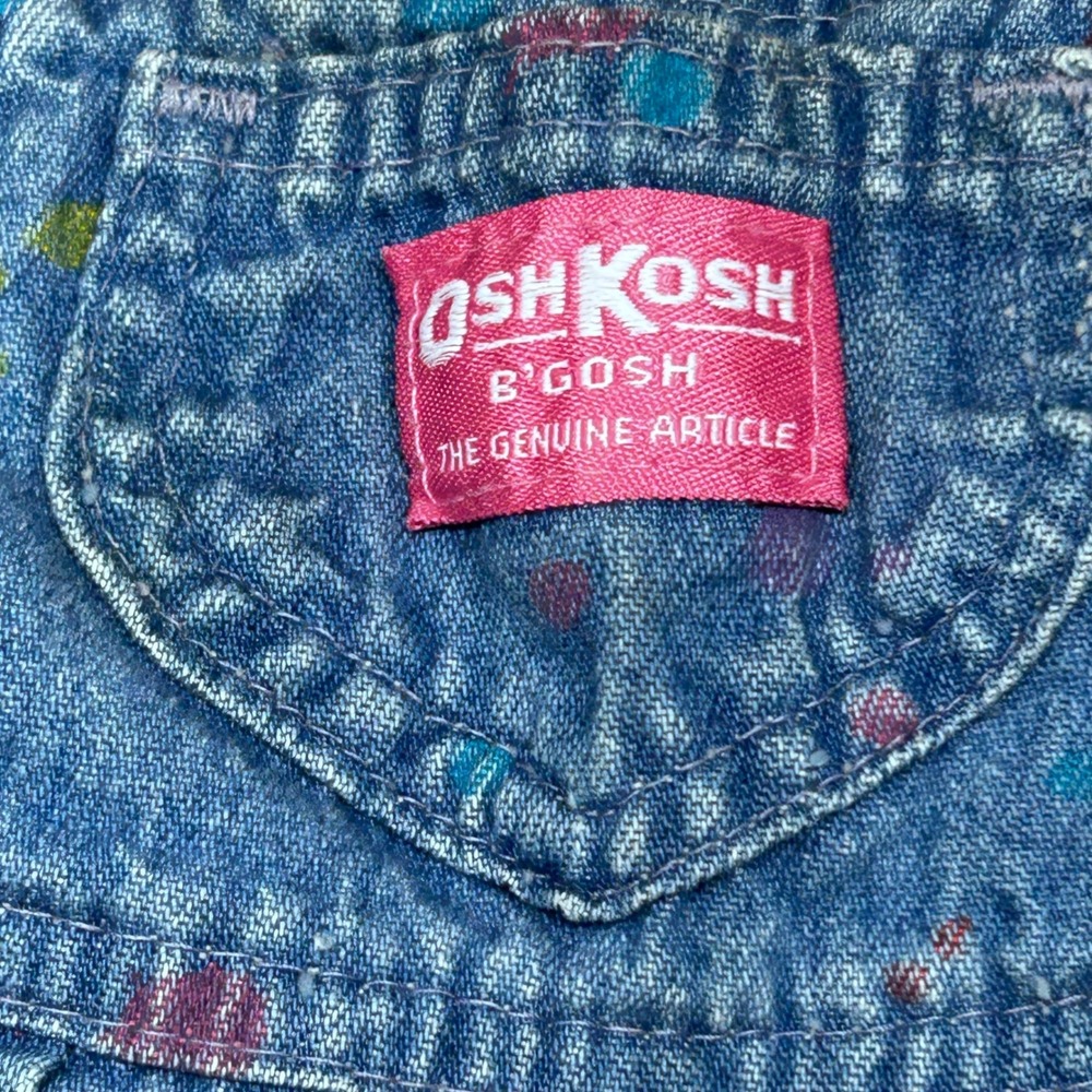 OshKosh B'Gosh‎ Vintage Denim Overalls Paint Splatter Accents Kids